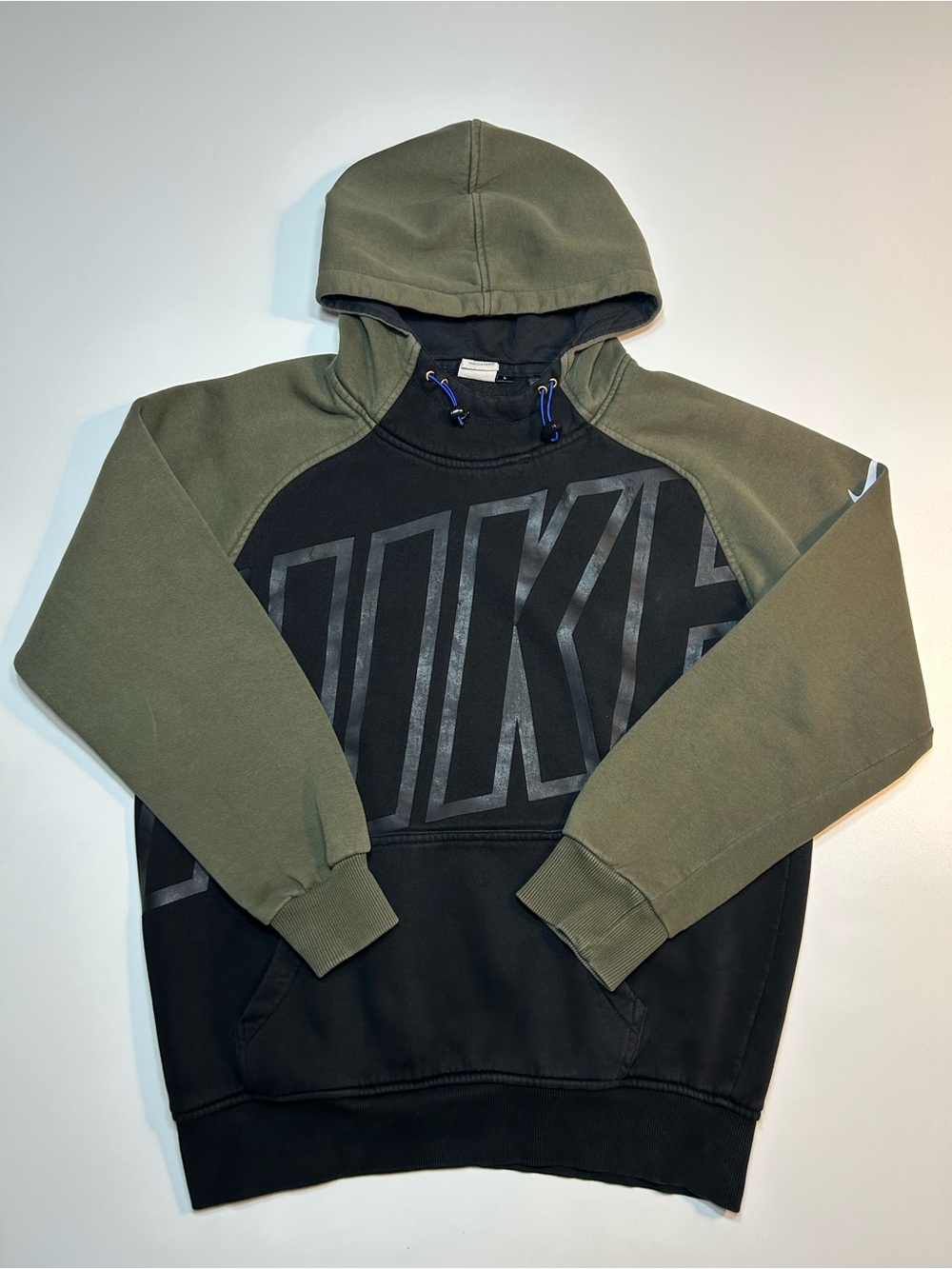 Nike Therma GFX Raglan Pullover Hoodie Olive Green Black Big Logo